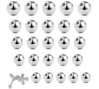 IBXWMNG 30 Pièces Boules de Rechange pour Piercing 1.2mm (16G), Billes en Acier Chirurgical pour Piercing Langue, Nombril, Téton, Arcade, Hélix, Tragus, Diamètre 3mm 4mm 5mm 6mm 8mm, Argent