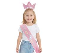 IBXWMNG 4e Anniversaire Fille - Echarpe et Couronne, anniversaire couronne et écharpe fille 4e anniversaire décoration anniversaire diadème princesse couronne reine tiare d'anniversaire filles 4 ans