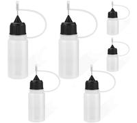 IBXWMNG Flacons Pipettes en Plastique Souple - Bouteilles de Colle Vides avec Pointe d'Aiguille de Précision - Lot de 6 Flacons de 5ml/10ml/15ml