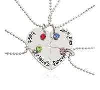 IBXWMNG Lot de 4 colliers BFF pour filles - Symbole d'amitié éternelle - Pendentifs en argent avec chaînes - Idéal pour cadeaux d'anniversaire