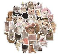 IBXWMNG Lot de 60 autocollant chat kawaii,mignons de chats de dessin animé kawaii amusants autocollants,Autocollants Stickers Vinyle (PVC) Imperméables pour Ordinateurs, Bouteilles, Guitares, Bagages
