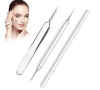 IBXWMNG Point Noir Extractor, 2 en 1 Aiguille de Nettoyage de l'Acné, Extracteur de Comédons, en acier inoxydable, conception à double extrémité à visser, comprend 1 clip à bouche droite