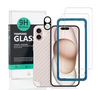 Ibywind 2 Pièces Verre Trempé pour Apple iPhone 16 5G 6,1",9H Dureté Protection écran,avec 1 Pièce Protection Caméra,1 Pièce Film Arrière,Facile à Installer
