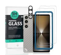 Ibywind 2 Pièces Verre Trempé pour Sony Xperia 1 VI 5G 6,5",9H Dureté Protection écran,avec 1 Pièce Protection Caméra,1 Pièce Film Arrière,Facile à Installer
