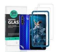 Ibywind Lot de 2 films de protection d'écran pour Huawei Nova 5T avec verre trempé pour objectif de caméra arrière, arrière autocollant de protection en fibre de carbone, kit d'installation facile