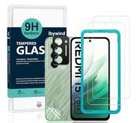 Ibywind Verre Trempé pour Xiaomi Redmi 15 5G(Europe),2 Pièces Dureté 9H Protecteurs d'écran et Protection Caméra,Facile à Installer,Support Déverrouillage Des Empreintes Digitales,Anti-bulle