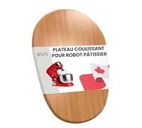 Ibyx Plateau Coulissant en Bambou Compatible avec Robot Pâtissier KitchenAid 4,8 L - Support à roulettes pour Électroménager - Plateau Roulant pour Plan de Travail