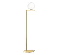 Flos Lampadaire IC Lights F1, laiton brossé, opale, H 135 cm Ø 20 cm