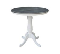 IC INTERNATIONAL CONCEPTS Guéridon rond de 91,4 cm avec feuilles de 30,5 cm - Hauteur du comptoir - Blanc/gris chiné, blanc/gris chiné
