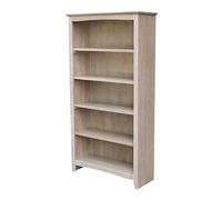 IC International Concepts Shaker Bibliothèque en bois massif, bois de parawood véritable, 32 po (l) x 12 po (P) x 60 po H, 40 lb/étagère wt. Capacité, assemblage facile, 152,4 cm, gris taupe délavé