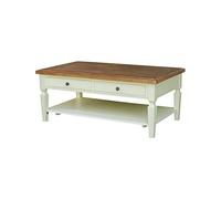 IC International Concepts Table basse Vista en bois massif, centre de table rectangulaire durable, design moderne et simple, parfaite pour le salon, assemblage facile - brute