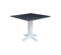 IC International Concepts Table de salle à manger carrée à deux feuilles de 91,4 cm, blanc/gris chiné