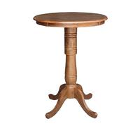 IC International Concepts Table guéridon ronde de 76,2 cm, hauteur de la barre : 104,1 cm, construction en bois robuste, idéale pour la salle à manger ou le salon - Finition chêne vieilli