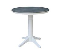 IC International Concepts Table guéridon ronde de 91,4 cm avec feuilles de 30,5 cm - Hauteur du comptoir - Blanc/gris chiné