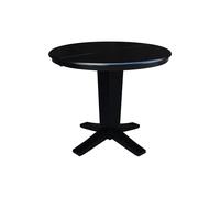 IC International Concepts Table guéridon ronde en bois massif 91,4 cm avec feuilles de 30,5 cm - Hauteur 76,5 cm - Hauteur de salle à manger en noir