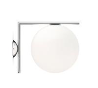 FLOS Applique murale / plafonnier IC Lights C/W2 – chromé, verre soufflé Ø30cm