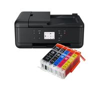 IC-Office TR7650 Imprimante multifonction 4 en 1 à jet d'encre couleur (impression, copie, numérisation, fax, ADF, Wi-Fi, AirPrint) Noir + 5 cartouches d'encre XXL