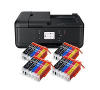 IC-Office TR7650 Imprimante multifonction 4 en 1 à jet d'encre couleur (impression, copie, numérisation, fax, ADF, Wi-Fi, AirPrint) Noir + 20 cartouches d'encre XXL