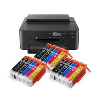 IC-Office TS705a Imprimante jet d'encre couleur (imprimante, USB, impression CD, Wi-Fi, LAN, Apple AirPrint) Noir + 15 cartouches d'encre XXL