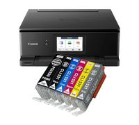 IC-Office TS8750 Imprimante jet d'encre multifonction 3 en 1 (impression, copie, numérisation, carte SD, duplex, Wi-Fi, AirPrint) Noir + 6 cartouches d'encre XXL