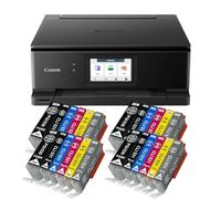 IC-Office TS8750 Imprimante jet d'encre multifonction 3 en 1 (impression, copie, numérisation, carte SD, duplex, Wi-Fi, AirPrint) Noir + 24 cartouches d'encre XXL
