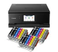 IC-Office TS8750 Imprimante multifonction jet d'encre 3 en 1 (impression, copie, numérisation, carte SD, duplex, Wi-Fi, AirPrint) noire + 18 cartouches d'encre XXL