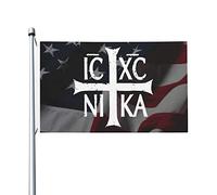 Ic Xc Nika Croix Christogramme Christianisme Orthodoxe Oriental Bannière 90X150Cm Durable Double Face Bannière Cour Drapeaux De Maison Pour Toutes Les Saisons Dortoirs Ferme