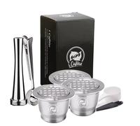 ICafilas - cuillère à capsules de café réutilisable et rechargeable en métal sans stianless, avec Clips, doseur pour capsules Nespresso 2 Capsule -1T-1ss