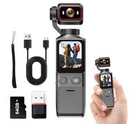 icamdoor Caméra de vlogging 4K avec écran tactile HD, caméra d'action de poche WiFi, caméra anti-secousses pour voyage, caméscope autofocus avec carte SD 64 Go, objectif rotatif à 180°