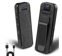 icamdoor Mini caméra de corps, caméscope usé, caméra de sport, caméra portable 1080p avec vision nocturne, objectif rotatif à 180°, clip robuste pour le cyclisme et les forces de l'ordre, carte SD
