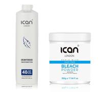 ICAN LONDON PROFESSIONNEL CRÈME PEROXYDE 40 VOL 12% 1000 ML + JARS POUDRE BLEU RAPIDE 500 G