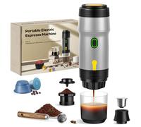 ICARE Cafetiere Portable, Expresso Machine a Cafe 3-en-1, 20BAR Pression, Extraction à 92°C, Batterie 7500mAh, Charge USB/Voiture, pour Capsules et Café Moulu (Argent)
