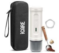 ICARE Machine à Café Portable, Cafetière Portable 2 en 1 pour Capsules NS et Café Moulu, Auto-Chauffante, Recharge USB-C, Indicateur de Batterie, pour Camping, Randonnée, Voyages, Camping-cars (Blanc)