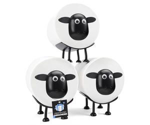 ICARE Schaf Toilettenpapierhalter 3er Stapelbar - Sheep up Rollenhalter | Freistehender Klopapierhalter für 42mm Rollen - für Badezimmer Deko, Gäste-WC & Wohnzimmer - Originelle lustige Geschenke