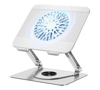 ICARE Support Ordinateur Portable avec Ventilateur PC Portable Magnétique, Rotation 360°, Capacité de Charge de 10 KG et 18dB de Silence, Support pour Laptops/Tablettes Jusqu'à 16”(Argent)