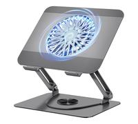 ICARE Support Ordinateur Portable avec Ventilateur PC Portable Magnétique, Rotation 360°, Capacité de Charge de 10 KG et 18dB de Silence, Support pour Laptops/Tablettes Jusqu'à 16”(Gris)