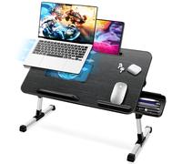 ICARE Table de Lit, Support Ordinateur Portable Lit, avec Refroidisseur PC Portable, Support pour Tablette,Tiroir, Réglable en Hauteur et Angle (53 x 30 cm, Noir)