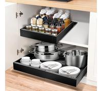 ICARE Tiroir télescopique, largeur réglable de 32 à 52 cm, en acier au carbone de qualité supérieure, organisateur de tiroir, extensible (noir)