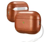 ICARER Coque AirPods Pro 2 2022, Étui Housse en Cuir Véritable Ultra Mince Portable Antichoc Protection Housse Etui Coque pour Apple AirPods Pro 2 2022 Earphones Case (Marron)