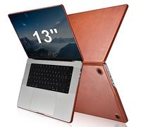 ICARERFAMILY étui en Cuir MacBook Pro 13 inch 2022-2016 Released M2 M1 A2338 A1989 A1706 A1708 A2159 A2289 A2251, étui Mince en Cuir Premium boîtier Protecteur, Dissipation Thermique - Marron