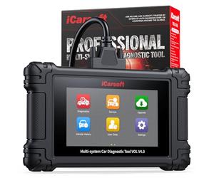 iCarsoft VOL V4.0 Outil de diagnostic complet pour Volvo/Saab, + 2 marques de voiture, système complet OBD2 Scanner avec 29 services de réinitialisation pour Volvo, test bidirectionnel, auto VIN, mise