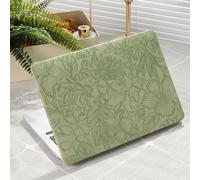 iCasso Compatible avec MacBook Air 13" Version 2020-2018 A2337 M1 A2179 A1932, Coque Rigide en Cuir texturé + Protecteur d'écran + Protecteur d'écran, Motif Floral en Relief Vert
