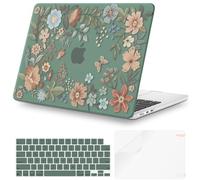 iCasso Coque de Protection Rigide Transparente pour MacBook Air 33 cm 2025 2024-2022 M4 M3 M2 modèle A3240 A3113 A2681, [Armure Ultra Fine] [100% Correspondance Minuit], Air 13,6" Fleur Cristal