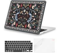 iCasso Coque pour MacBook Air 13" 2025 2024-2022 M4 M3 M2 modèle A3240 A3113 A2681, motif pour MacBook Air 13,6", coque rigide de protection + protecteur de clavier + film d'écran, noir paon