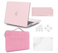 iCasso Coque pour MacBook Pro 14" version 2021 A2442 M1 Pro Max avec puce Touch ID Bundle 5 en 1, coque rigide, manchette, protecteur d'écran, protecteur de clavier et bouchon anti-poussière compatible MacBook Pro 14" - Rose