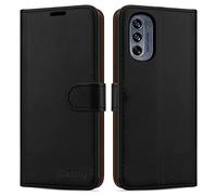 iCatchy Étui portefeuille en cuir avec support pour Motorola Moto G62 5G Noir