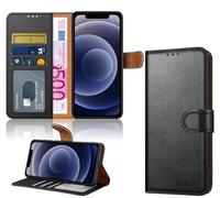 iCatchy Étui portefeuille en cuir pour iPhone 12 et iPhone 12 Pro (6,1 pouces) - Compatible avec iPhone 12/iPhone 12 Pro (6,1 pouces) - Noir