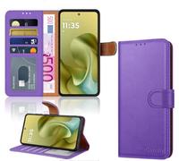 iCatchy Étui portefeuille en cuir pour Motorola G86 5G avec 4 emplacements pour cartes - Protection anti-RFID, fermeture magnétique et béquille - Coque de protection antichoc compatible avec Moto G86