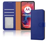 iCatchy Étui portefeuille en cuir pour Motorola Moto G04 G04s/G24 avec rabat magnétique, protection RFID, antichoc compatible avec téléphone Motorola G04 (bleu)