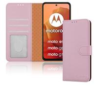 iCatchy Étui portefeuille en cuir pour Motorola Moto G15 / Moto G05 / Moto E15 - Avec support magnétique - Protection RFID - Compatible avec Motorola G15 / E15 / G05 (or rose)